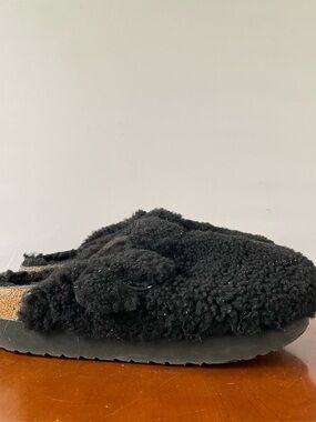 Birkenstock Papillio Boston Black Curly Shearling Clog Slippers | EU 39